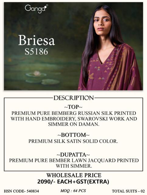 Ganga briesa 5186 dress material silk wholesale
